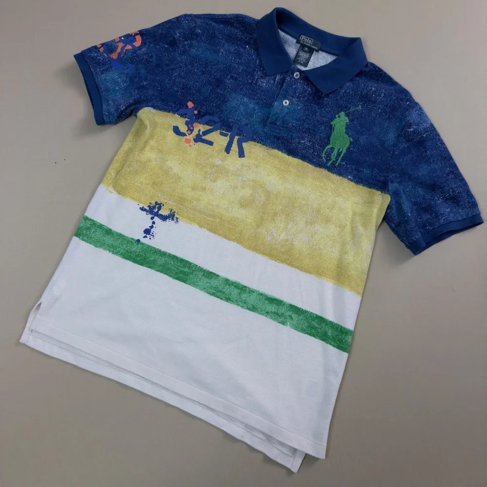 Polo Ralph Lauren Polo Shirt Mens XL Blue Distressed Big Pony Streetwear